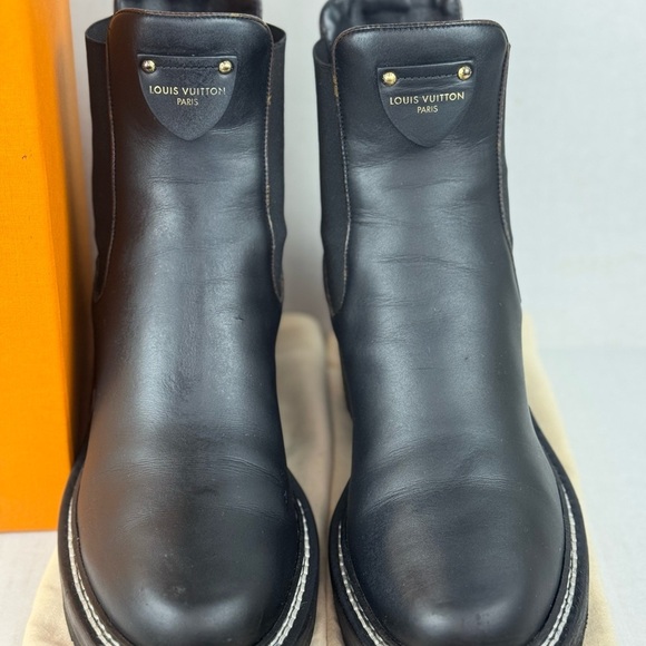 Louis Vuitton Beauborg Ankle Black Boots In Soft Lamb Skin Leather Size 38 - Picture 2 of 16